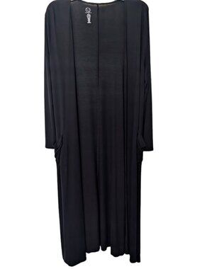 Laura Janelle long black duster cardigan with pockets L/XL NWOT